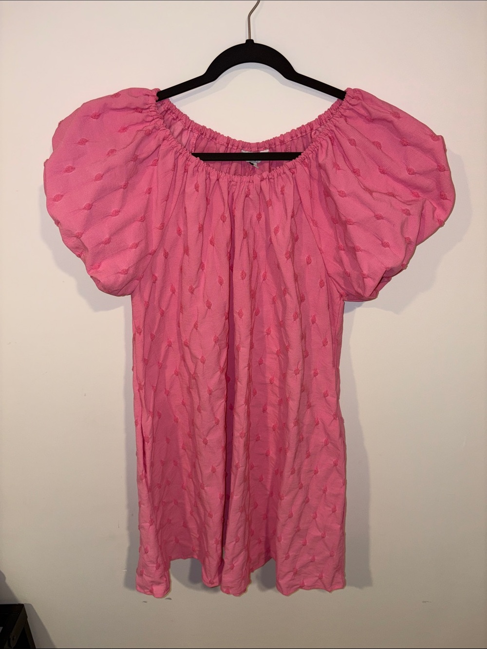 crown & ivy Pink Puff-Sleeve Tunic Dress